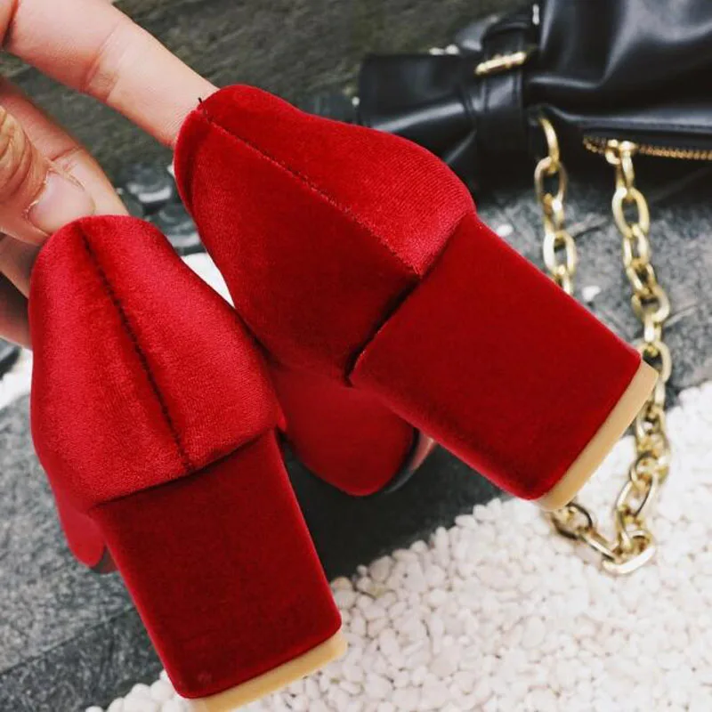 New 2019 Flock Peep Toe Female Shoes Fish Mouth Women Pump Solid High Heels 6cm Pumps Sexy Shallow Single Ladies Hw3538 | Обувь