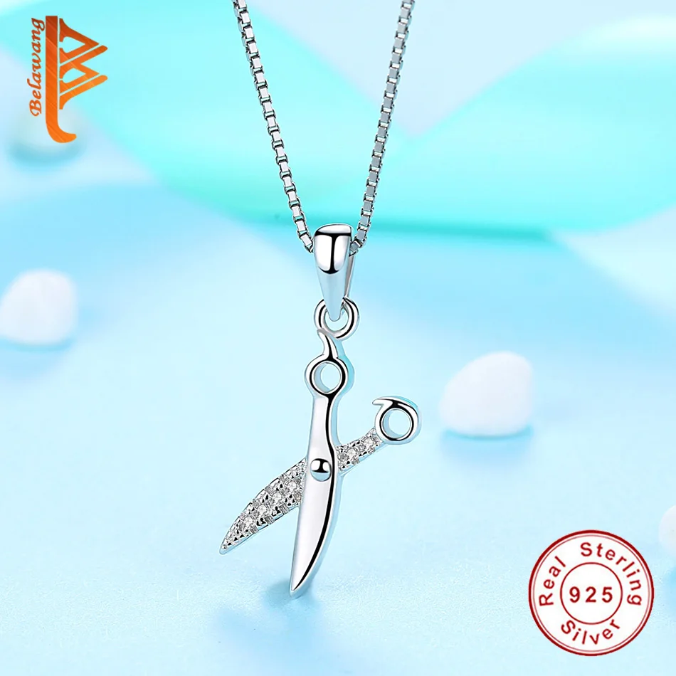 Женское Ожерелье цепочка из серебра 925 пробы|silver scissors|real 925scissor pendant |