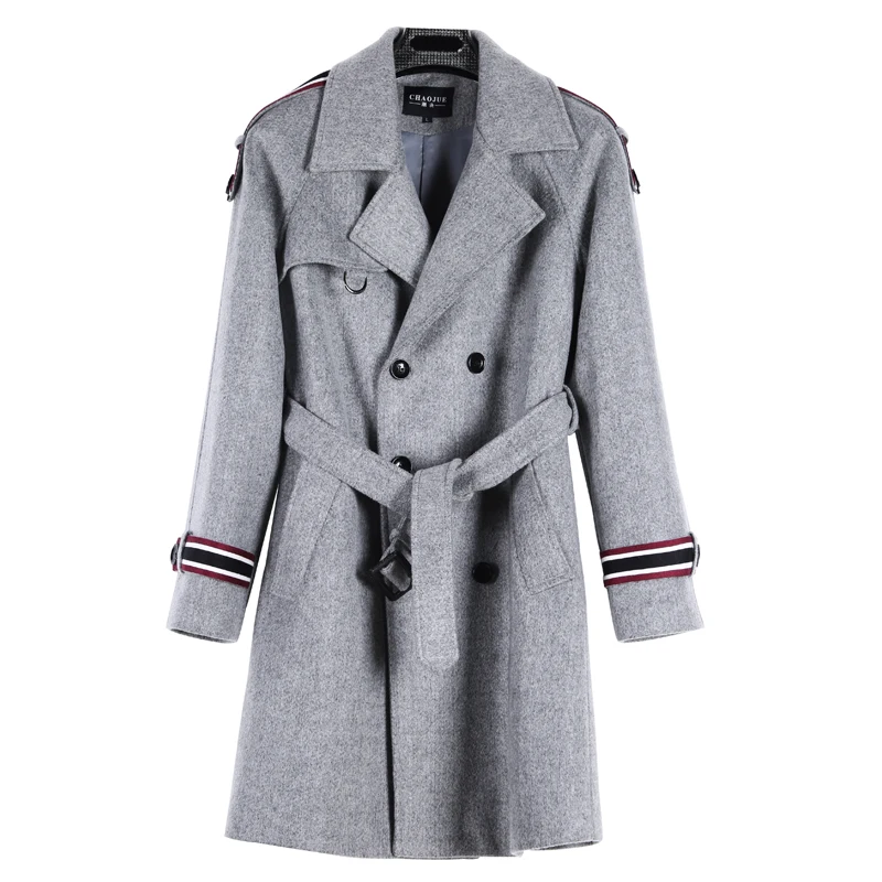 Мужское шерстяное пальто средней длины в полоску британском стиле|wool men coat|wool coat