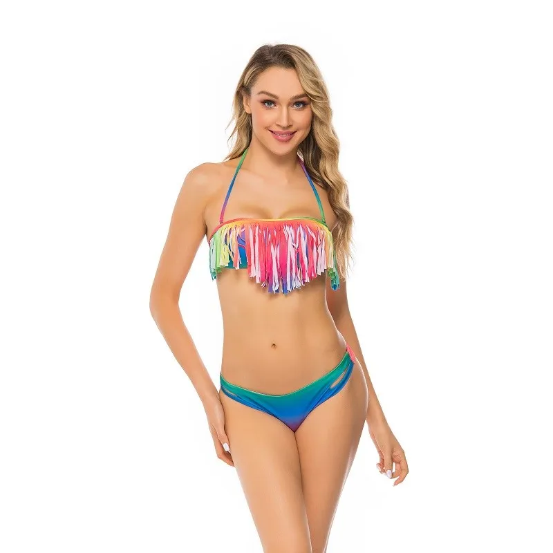 POKEEK бикини морская одежда бахрома кружева макраме тропические женщины Дениз