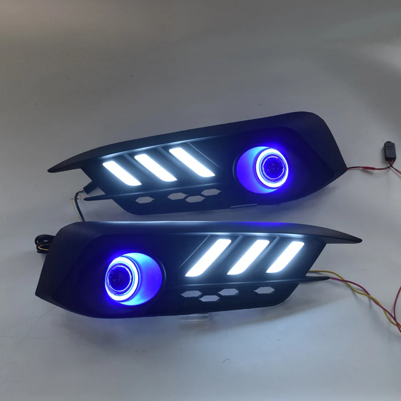 QINYI COB Ангел глаз + светодиодный Противотуманные фары светильник DRL светодиодные