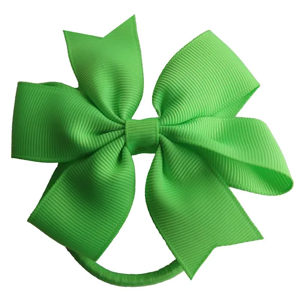 2 шт. заколка для волос с резинками 3,5 ''Hairbow упругих волос аксессуары дети хвост держатель резинки для волос ласточкин хвост Луки - Цвет: 556 Acid Green