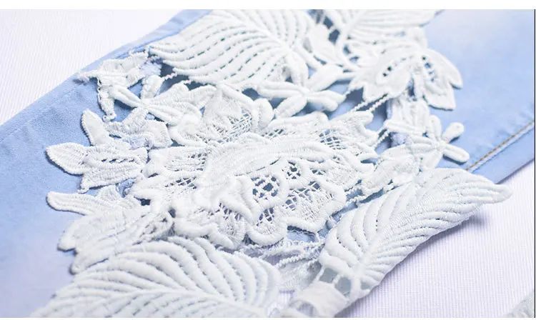 

Summer Fashion Lace Spliced Jeans Woman Low Waist Button Pockets Cotton Pants Sexy Slim Jean Casual Women's Stretch Skinny Pants