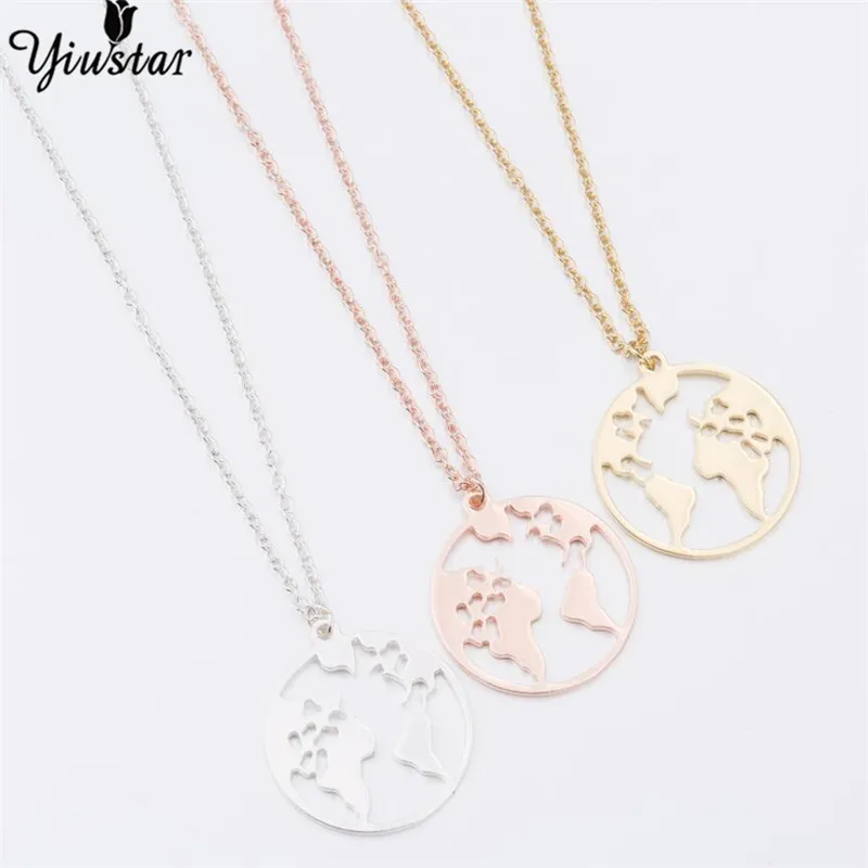 yiustar Gold World Map Stainless Steel Bracelets For Women Wave Pendant Beach Jewelry Earth Christmas Gifts | Украшения и