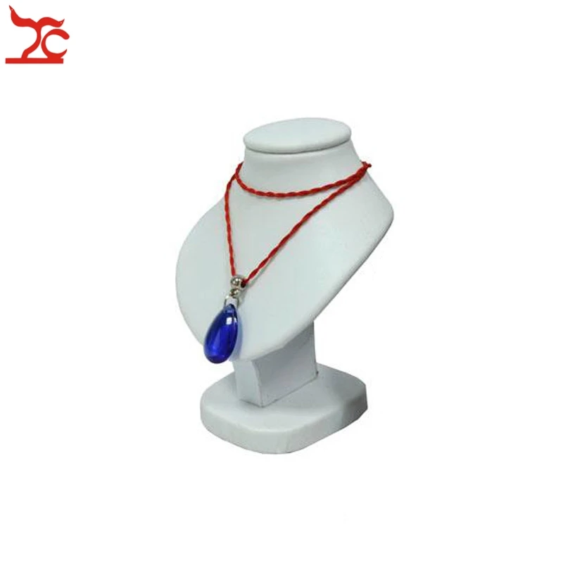 

7Pcs Mini Jewelry Display Bust White PU Pendant Holder Black Velvet Mannequin Necklace Rack Stand Wooden Pendant Model 11cm