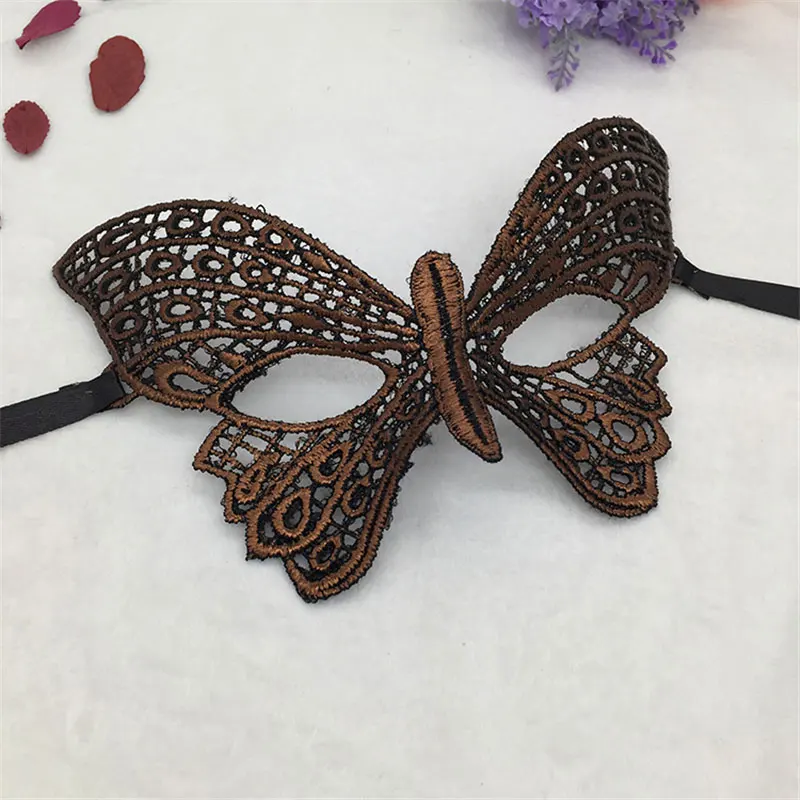 Bronzing brown 1 шт., женская маска, Сексуальная Дамская кружевная маска-бабочка для маскарада, карнавала, Хэллоуина, аксессуары для косплея, вечерние принадлежности для взрослых - Цвет: Bronzing brown