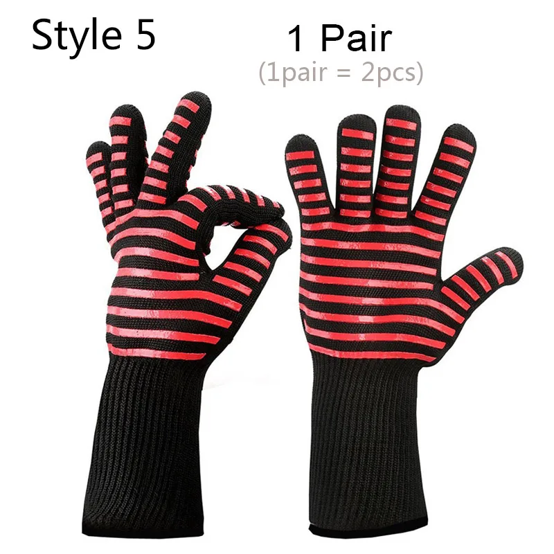 Style 5 -1pair(2pcs) 500-800 градусов по Цельсию экстремальные термостойкие перчатки для барбекю для выпечки Прихватки для гриля кухонные аксессуары перчатки для приготовления пищи - Цвет: Style 5 -1pair(2pcs)