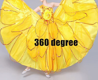 Yellow360 Фламенко платье фестиваль Цыганская юбка представление сцены Бальные Танцевальные Костюмы Леди соревнование шоу танцевальная одежда испанский DNV11574 - Цвет: Yellow360
