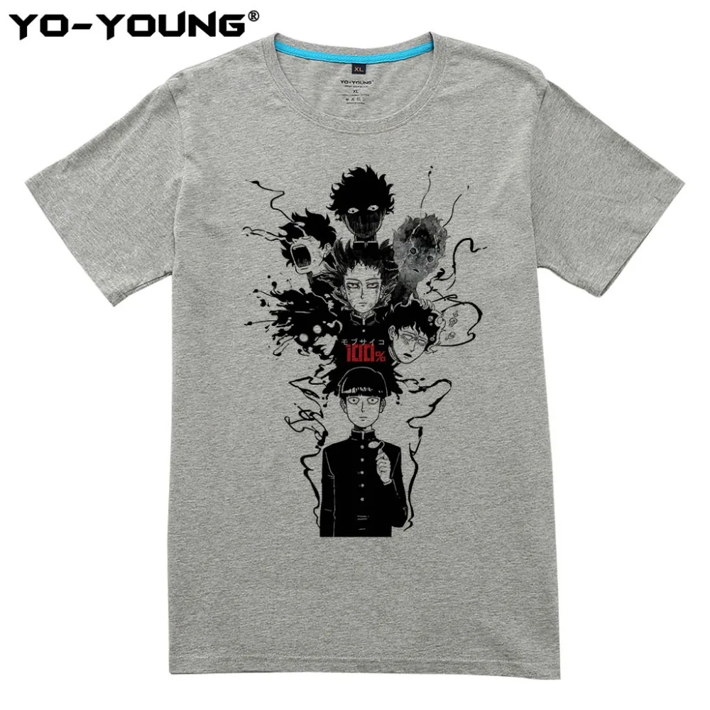 Yo Young Men футболки Аниме Mob Psycho 100 цифровая печать 100% хлопок для фанатов аниме Casual Top