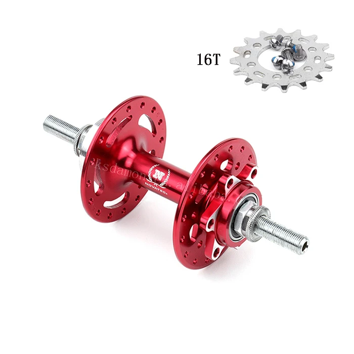 Red Rear 32H 16T Novatec D566SBT 32 отверстия фиксированная передача дисковый тормоз велосипед алюминиевый сплав 16T велосипед Задняя Ступица 120 мм 2 подшипники 32 H 380G - Цвет: Red Rear 32H 16T