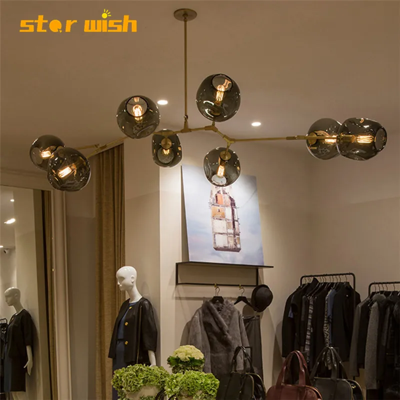 Современная стеклянная Подвесная лампа star wish красочная молекулярная для