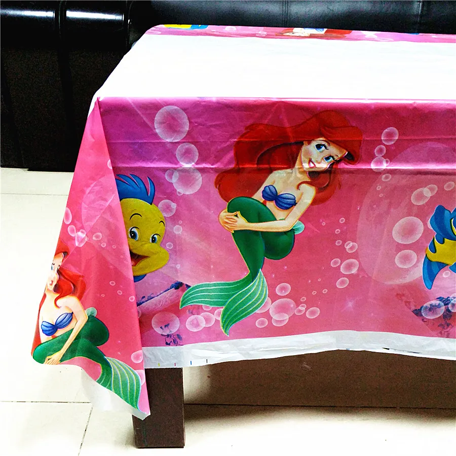 108cm*180cm Mermaid Party Supplies Table cloth For Kids Girls Cover Ariel Theme Birthday Festival Decoration Tablecover | Дом и сад