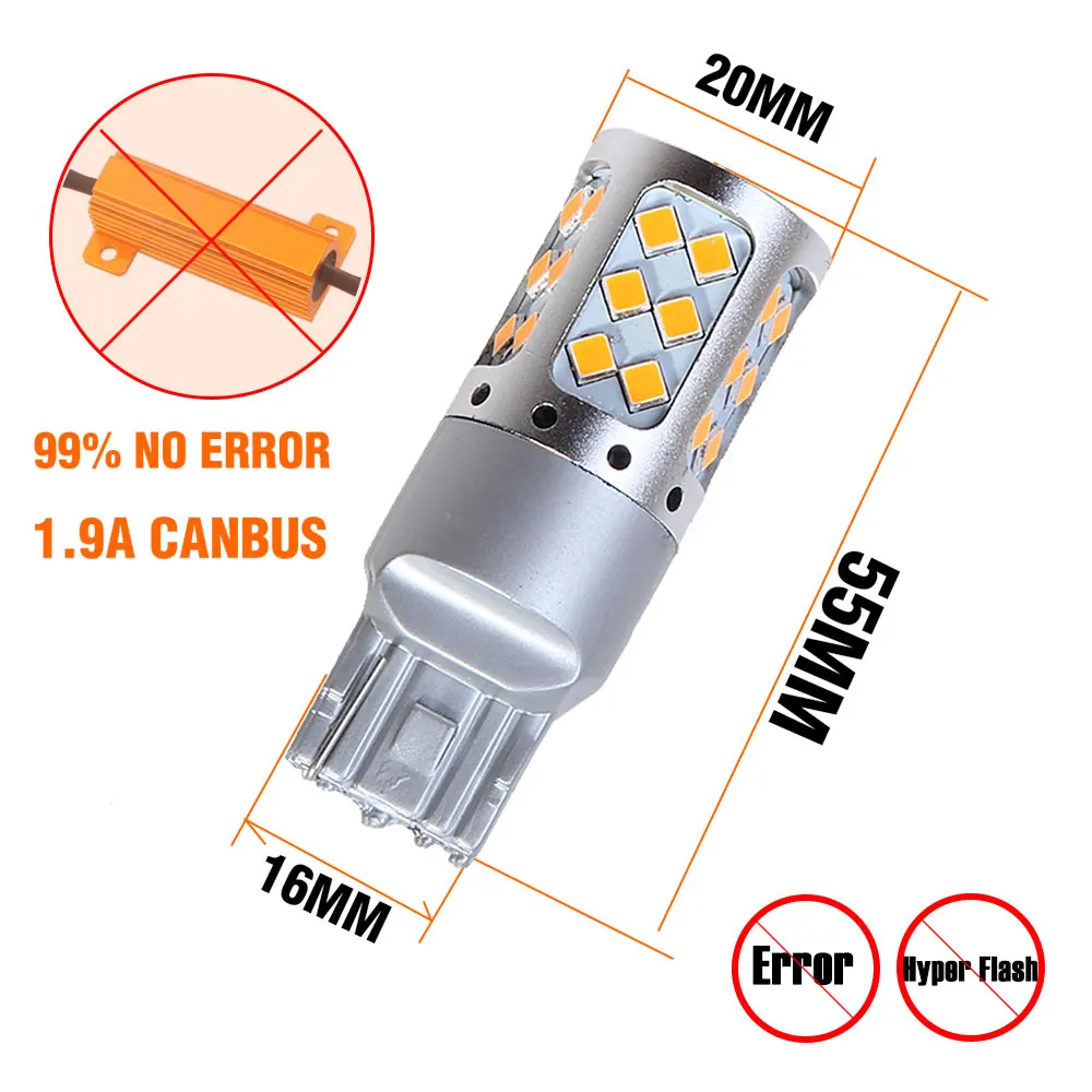 2x BOSMAA T20 7440 W21W 7443 W21/5W 36 SMD Светодиодная CAN шина без ошибок для автомобильного