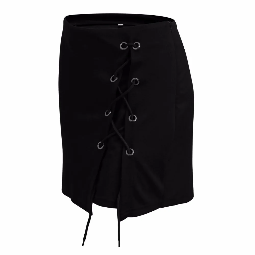 S XL черная юбка карандаш с крестиками женская элегантная короткая Осень зима 2017