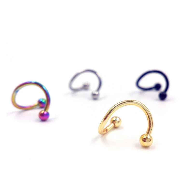 

4pcs Fashion Medical Stainless Steel S Twist Studs Nose Ring Women Piercing Lip Ear Ring Body Clip Hoop Jewelry Gift