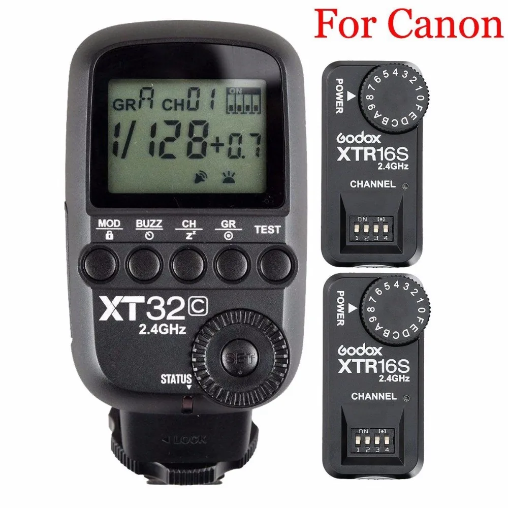 Высокоскоростной синхронизационный триггер Godox XT32C 2 4 ГГц 1/8000 с + 2x XTR-16S для Canon/GODOX