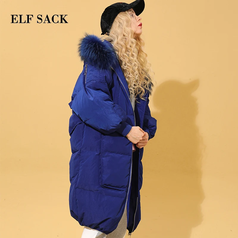 ELFSACK, новинка, женский пуховик, Повседневный, 90%, белый утиный пух, с широкой талией, толстые, женские куртки, одноцветная, теплая, женская верхняя одежда, парки