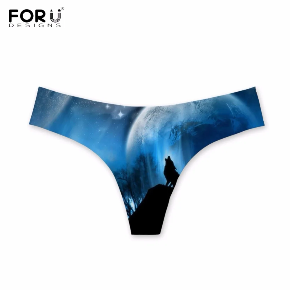 FORUDESIGNS крутые Moon Wolf/Sapce/Galaxy принт женские G стринги дышащие сексуальные бесшовные