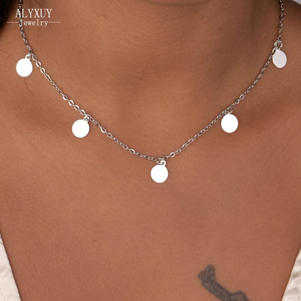 Новые модные ювелирные изделия звено цепи круглый лист колье-ошейник подарок для