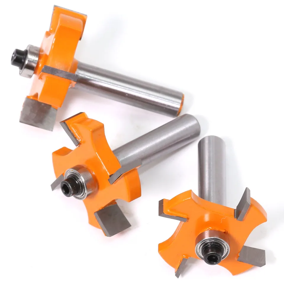 3pc 8mm Shank T type bearings wood milling cutter Industrial Grade Rabbeting Bit woodworking tool router bits for | Инструменты