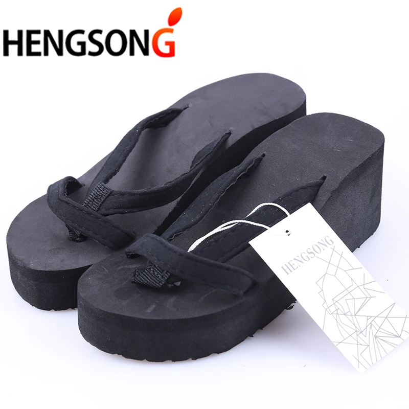 HENGSONG/2017 г. Летние босоножки на танкетке женские шлепанцы без застежек пляжные