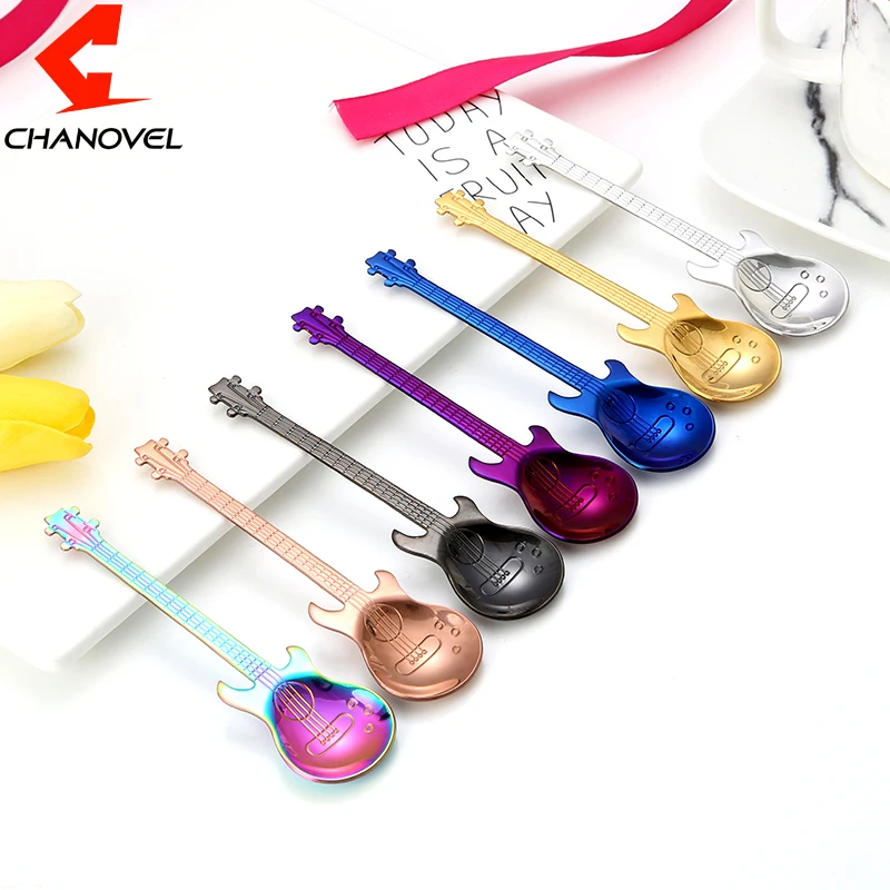 CHANOVEL 1 шт. 304 нержавеющая сталь гитара ложка креативная кофейная Мороженое