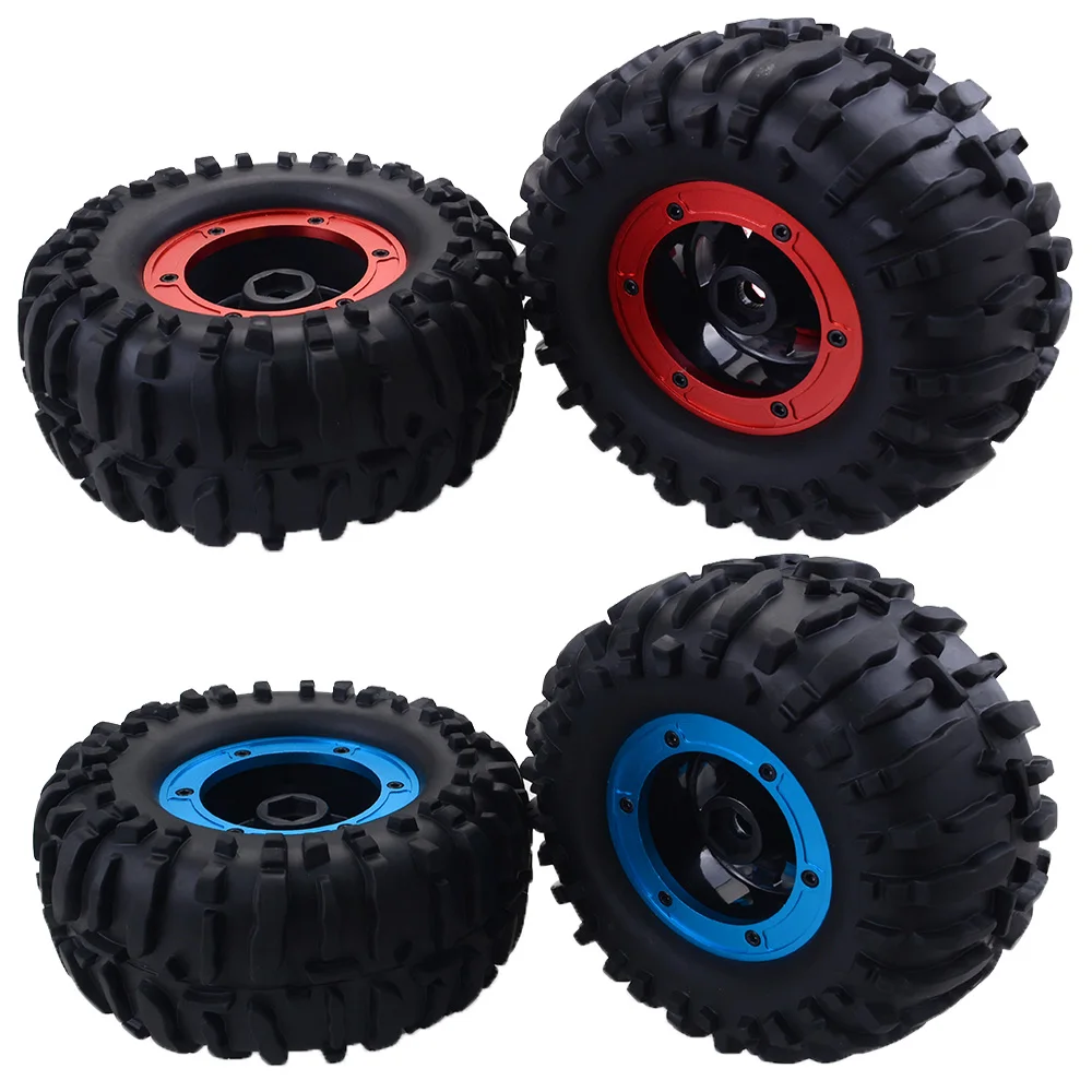 4 pcs Monster Truck Wheel Rim Tires Kit for 1:10 Traxxas Tamiya HSP HPI Kyosho RC Trucks Car Rubber Tyre Parts