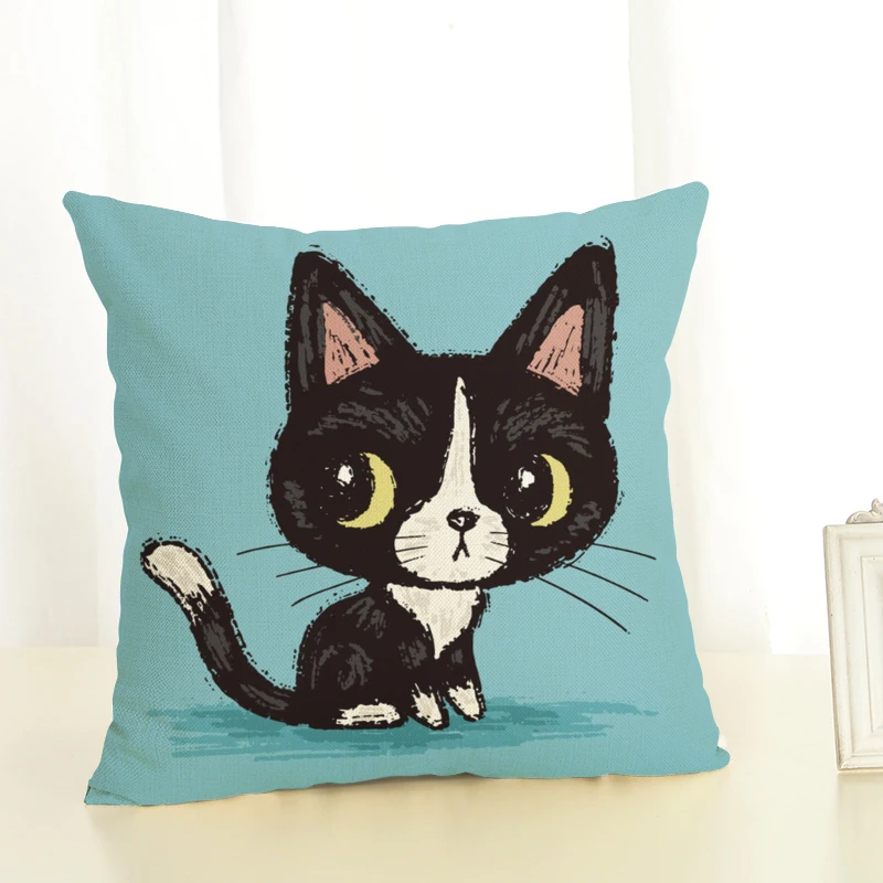 Новый горячий черный Кот серия офисная спальня квадратная Подушка Чехол|pillow case