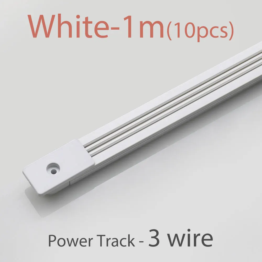 3 wire White-1m-10PC 110 В 220 в 230 в 240 в разъем питания переменного тока дорожка для высококлассного дисплея освещение шкафа рельсовая дорожка marke полка система освещения фитинг - Цвет: 3 wire White-1m-10PC