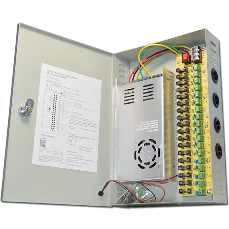 18 каналов DC12V 30A CCTV камера блок питания ИК осветитель управление для DVR CCTV камера импульсный источник питания коробки 18CH порты 30A