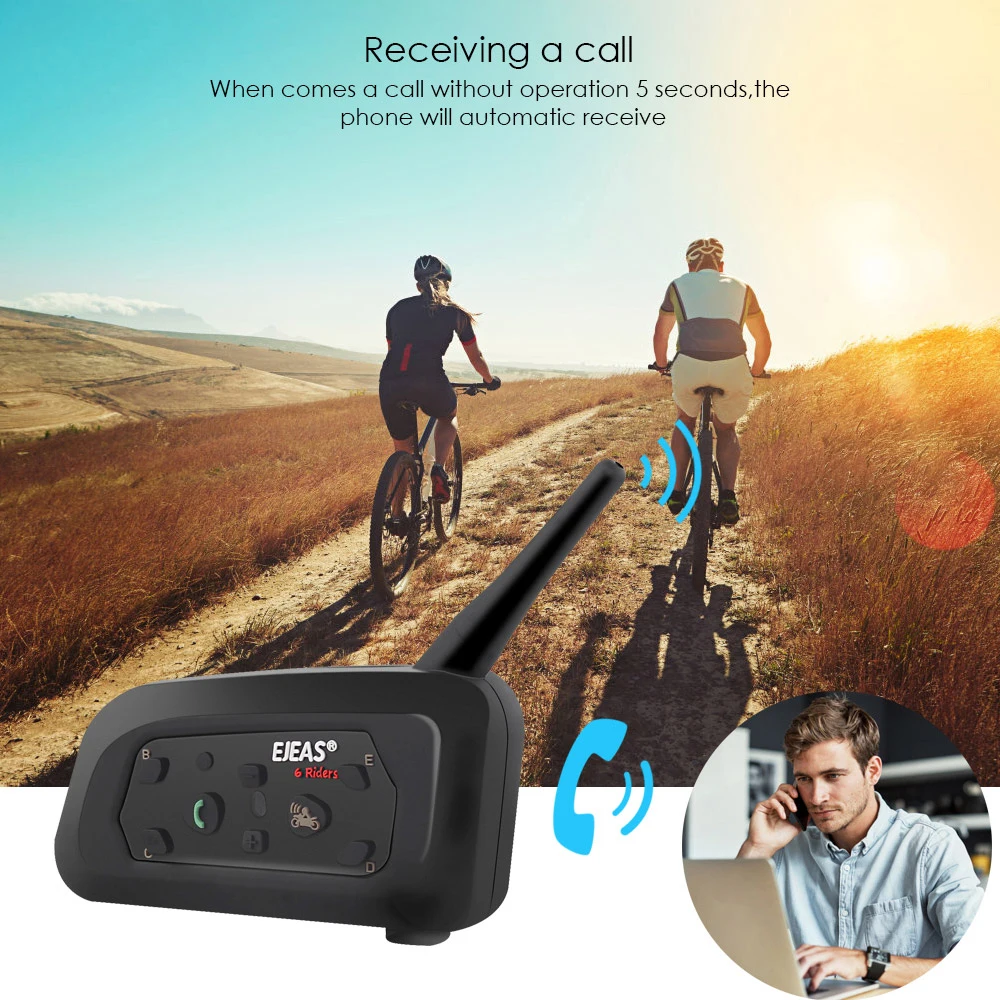 V6 Интерком мотоциклетный Bluetooth шлем гарнитуры 850 мАч микрофон MP3 1200 м интерфон для