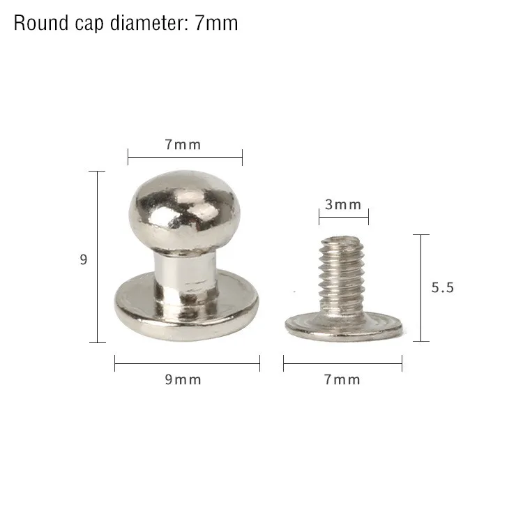 Silver Monk Head 7mm 30 комплектов ручка из металлического сплава, винтовые заклепки, шпильки, поделки своими руками, кожаный ремешок для часов, круглая голова монаха, заклепки, шипы, декоративные пряжки для ногтей - Цвет: Silver Monk Head 7mm