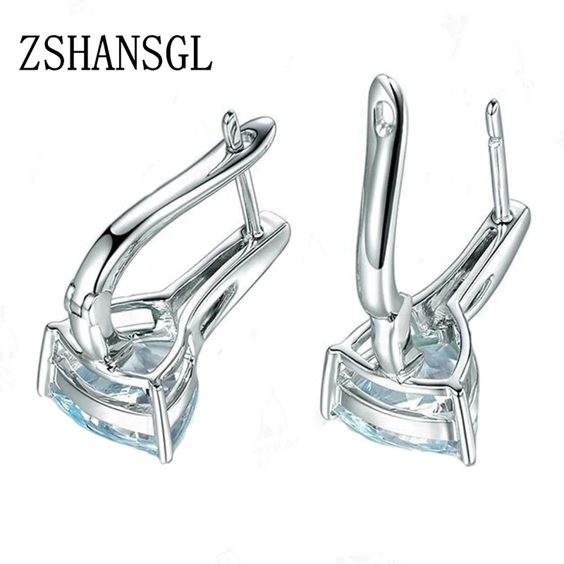 Женские серьги гвоздики из серебра 2019 пробы с синим фианитом|Серьги-гвоздики| |