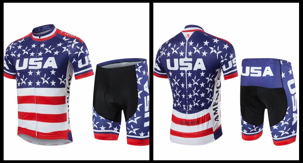 Teleyi Pro Team США велосипедная одежда для мужчин лето короткий рукав Велоспорт Джерси набор MTB шоссейный велосипед трикотажный комплект анти-УФ велосипедная одежда