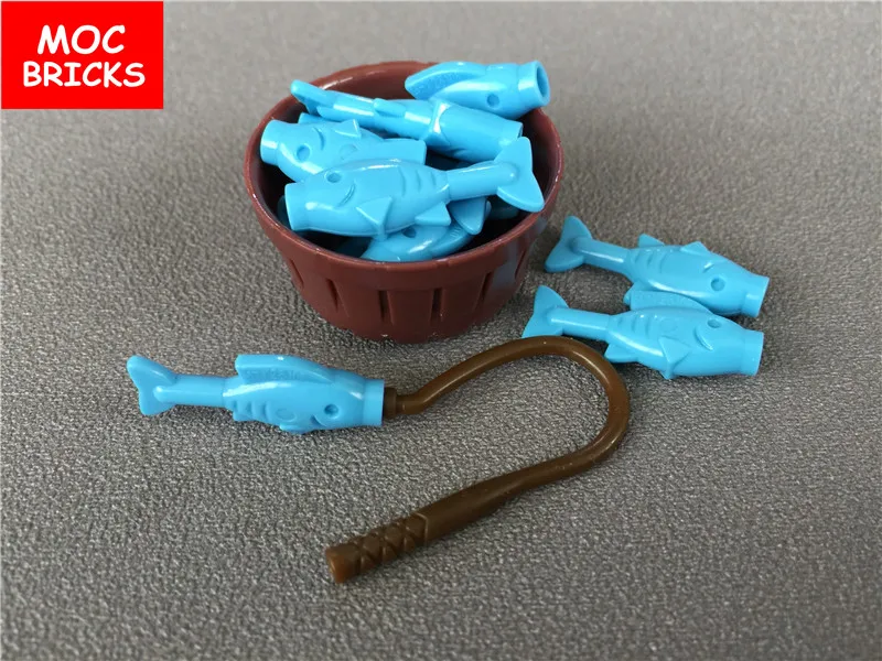 Набор кубики MOC рыба набор кнут удилище раковина экшн-фигурка модель