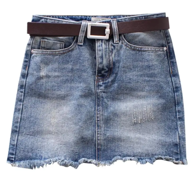 Новая весенняя джинсовая юбка Женская анти легкая упаковка мини трапециевидной