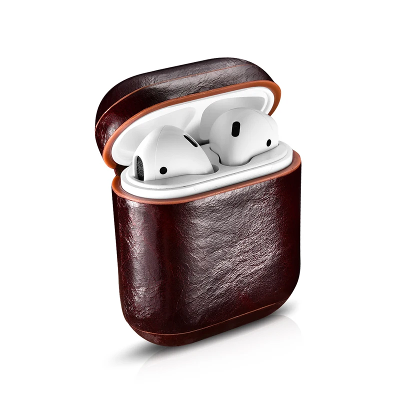 Чехол icarer для AirPods винтажный Топ чехол из натуральной кожи Apple Airpods масляный воск