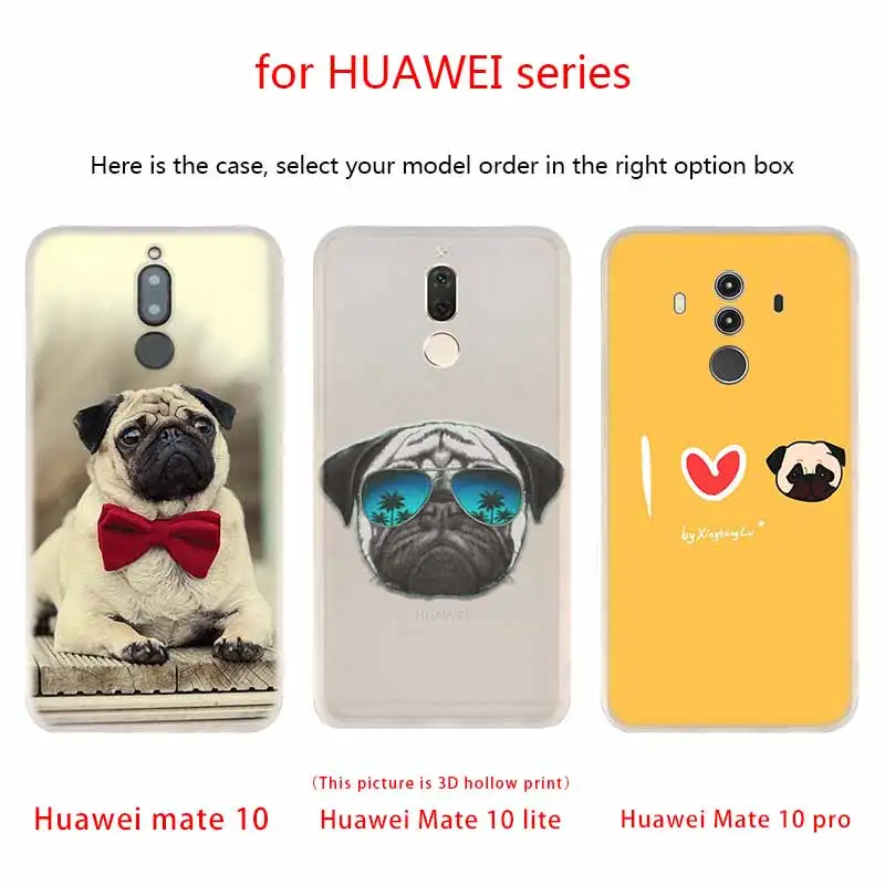 Милый чехол desire Pug мягкие силиконовые чехлы для Huawei Mate 10 Lite 20 Pro 20X S Y5 2017 Y9 2018 2019 NOVA 3