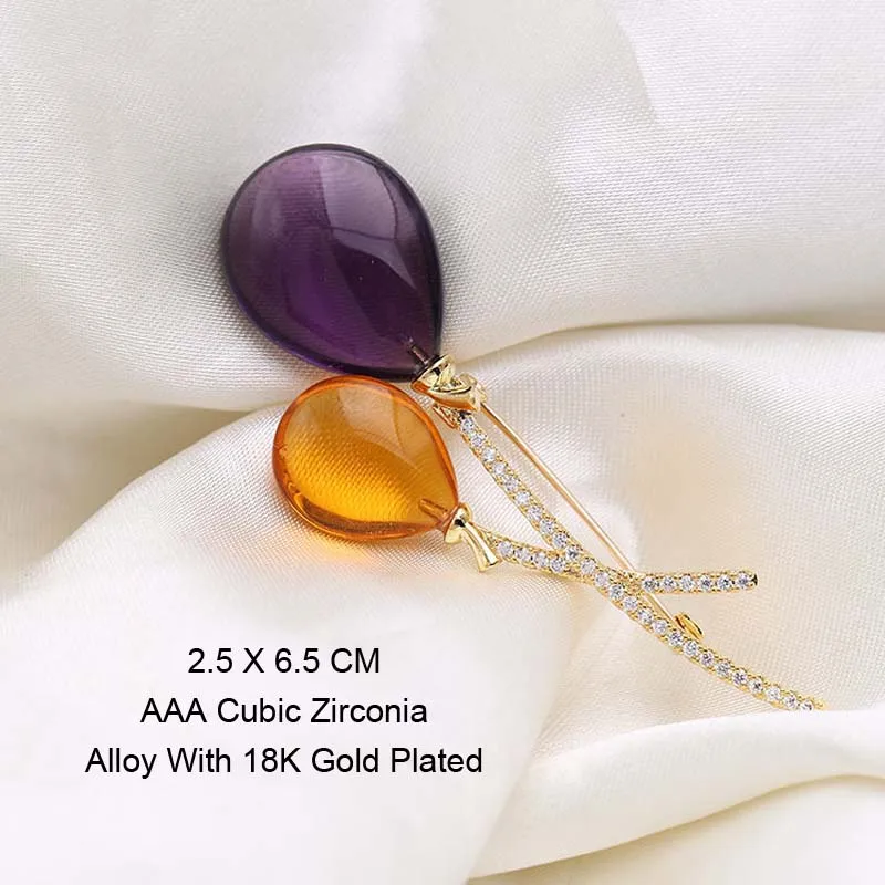 Красный ёлки бренд высокое качество милые AAA кубический цирконий шар брошь