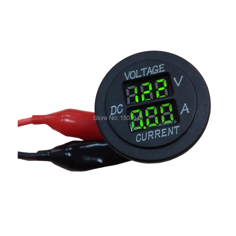 DC12V-24V Зеленый светодиодный цифровой мультиметр Вольтметр гнездо амперметра для лодки автомобиля мотоцикла грузовика ATV UTV автомобиля Camper Круглая Панель
