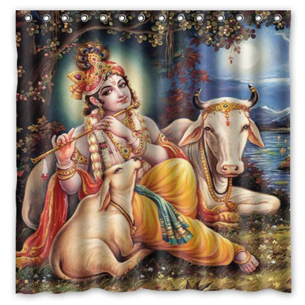 Hinduism Властелин Кришна Водонепроницаемая занавеска для душа ванной s с 12 крючками