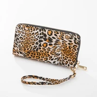 kandra leopard wallet 2019 fashion new leather wristlet clutch wallet animal print zipper purse card holder phone case wholesale