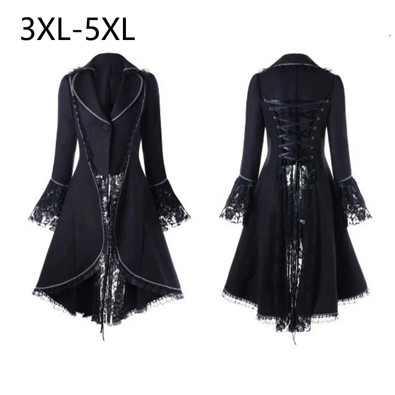 Женское длинное пальто в стиле стимпанк Готическая куртка викторианском