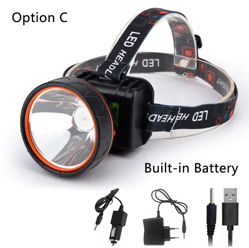 Option C Litwod Z35 T6 Head Light Led Bright Headlamp Head Flashlight LED Headlight Build-in Rechargeable Battery Head Lamp for fishing - Испускаемый цвет: Option C