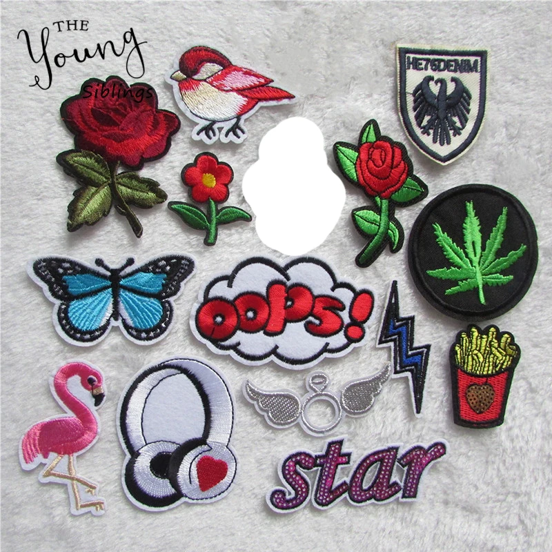 DIY патчи с птицами и цветами Детские термоклейкие Мультяшные для одежды