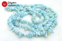 qingmos 32 natural amazonite necklace for women with 7 8mm blue baroque amazonite long necklace for women fine jewelry nec5971