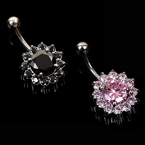 Hot Cubic Zirconia Flower Crystal Rhinestone Navel Barbell Belly Ring Body Piercing 6KN5 7EVO BE4S |