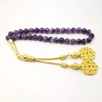natural amethysts tasbih new style islam bracelets for women gold turkish tassel rosary muslim luxury lady rosary jewelry gift