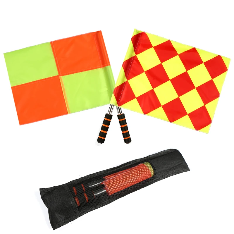 

New Soccer Referee Flag With Bag The World Cup Soccer Referee Patrol Flag Sports Match Football Linesman Flags Referee Equipment