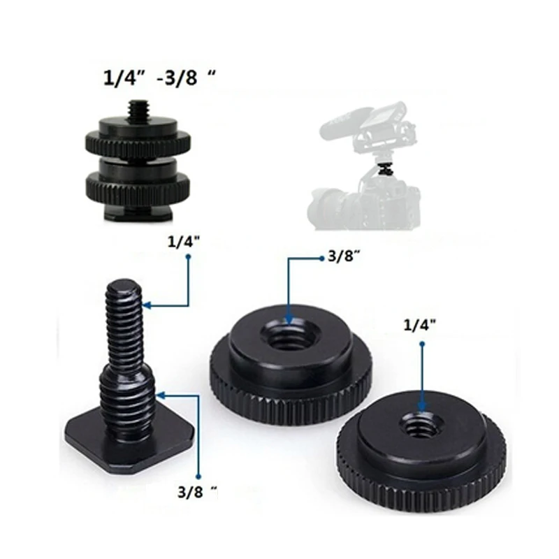 

10pcs/lot 1/4 and 3/8 Tripod Mount Screw with Double Layer to Flash Hot Shoe Adapter Holder Mount Photo Studio Accessories